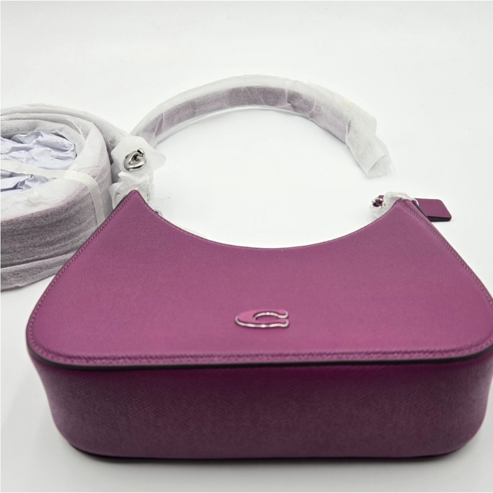 Coach Hobo Crossgrain Leather Crossbody in Deep Plum - Picture 9 of 10